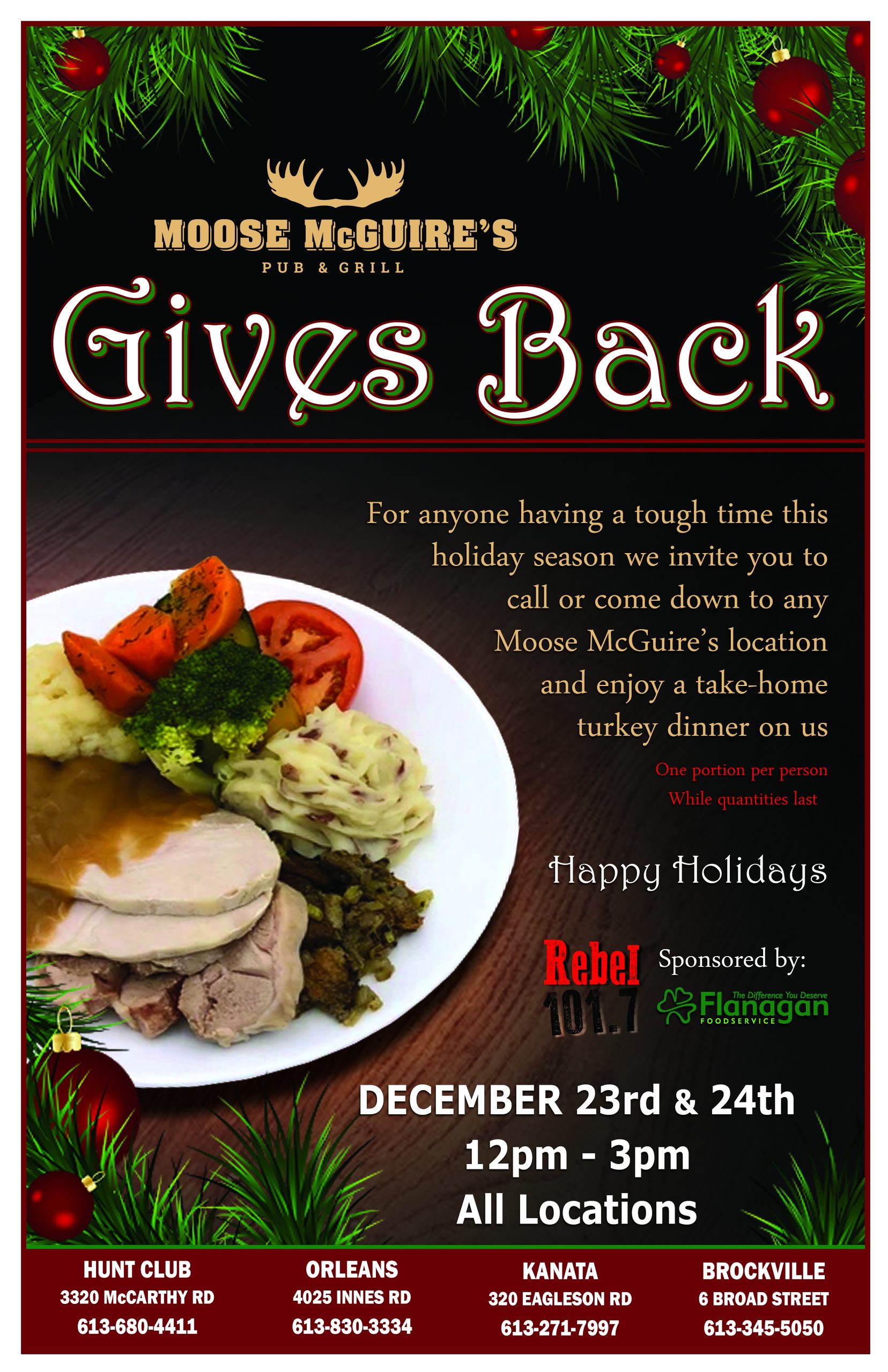 MOOSE MCGUIRE’S CHARITABLE CHRISTMAS DINNER Rebel 101.7